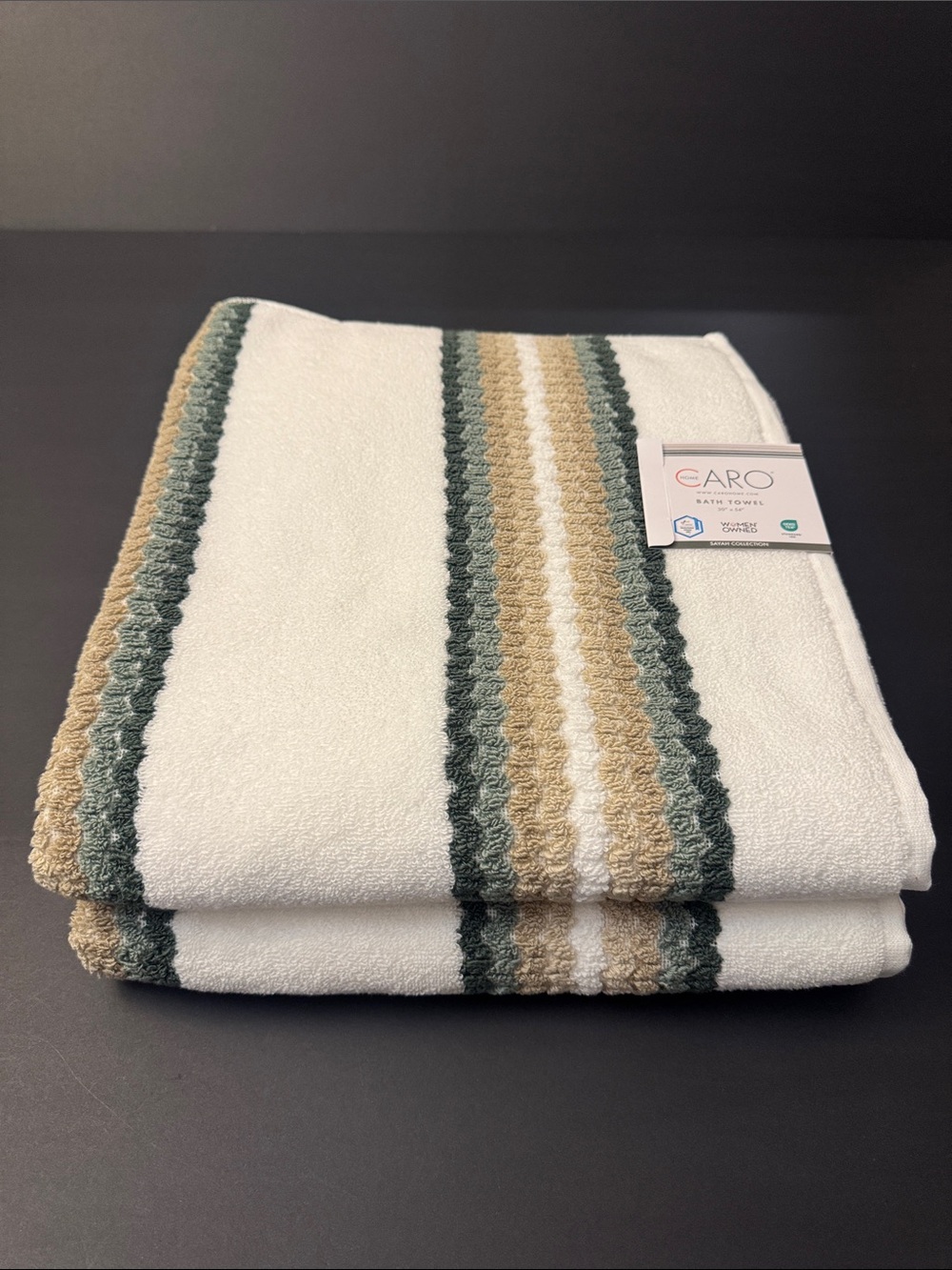 2pc CARO HOME Quick Dry 100% Cotton Bath Towel Set